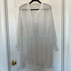 Soft Surroundings White Sheer Popover Tunic Size XL